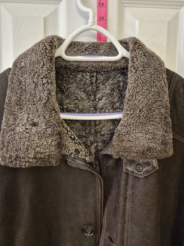 Vtg NWOT Men's Brown Shearling 100% Leather Military Field Jacke - photo 2