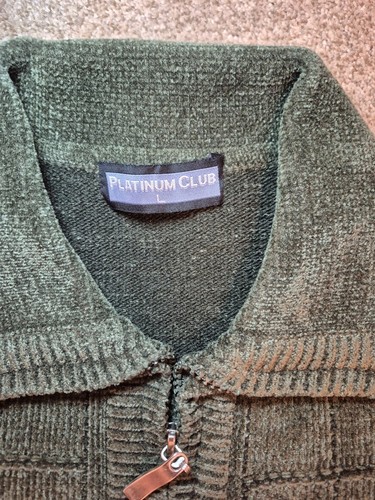 Vintage NWOT Men's Olive Green Chenille Zip Cardigan Large - photo 2
