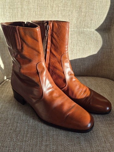 Vintage Men's Size 8D Florsheim Chestnut Leather Boots