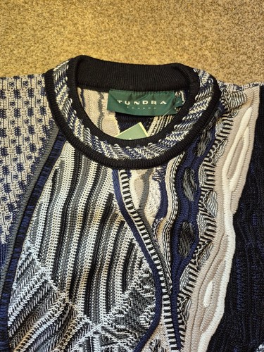 Vtg NOS NWT Tundra Patterned 3D Coogi Style Sweater Large - photo 2