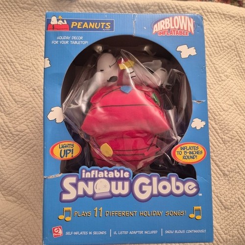 Vintage Gemmy Peanuts Snoopy 15" Inflatable Snow Globe 2006