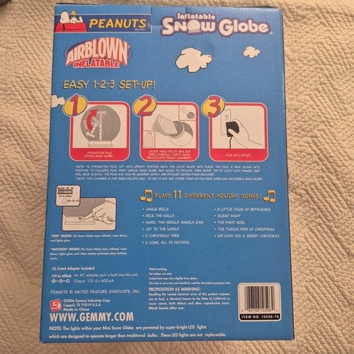 Vintage Gemmy Peanuts Snoopy 15" Inflatable Snow Globe 2006 - photo 5