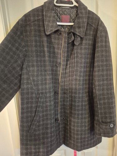 Vintage Mac Mor Canada Men's Gray Plaid Pea Coat Large NWOT