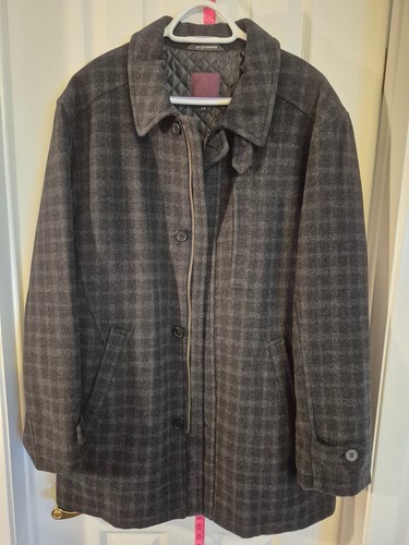 Vintage Mac Mor Canada Men's Gray Plaid Pea Coat Large NWOT - photo 2