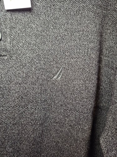 Vintage NOS NWT Nautica Men's Charcoal Grey 1/4 Button-Neck Swea - photo 2