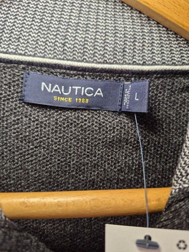 Vintage NOS NWT Nautica Men's Charcoal Grey 1/4 Button-Neck Swea - photo 4