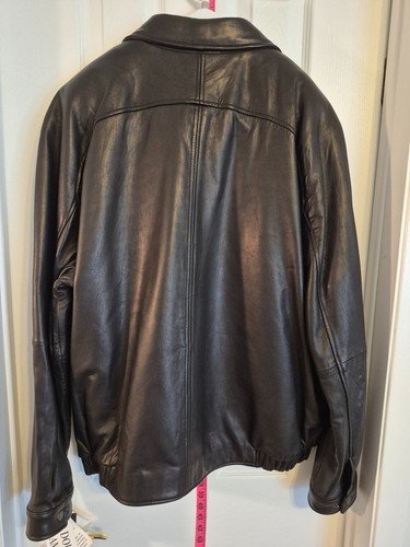 Vintage NWT NOS Mens Black Leather Bomber Jacket Size XL - photo 2