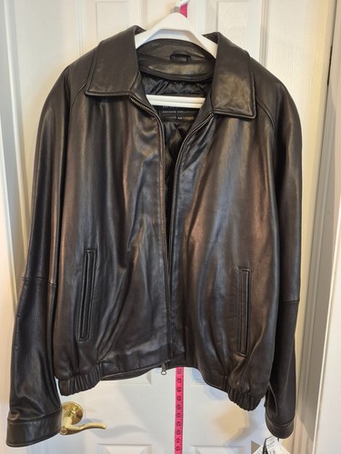Vintage NWT NOS Mens Black Leather Bomber Jacket Size XL - photo 3