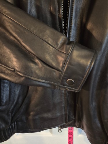 Vintage NWT NOS Mens Black Leather Bomber Jacket Size XL - photo 5