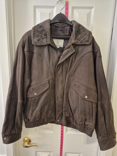 Vintage London Fog Brown Leather Bomber Jacket 42R NWOT