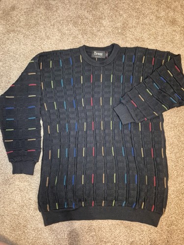 Vtg NWOT Men's Black Textured Crewneck Sweater Large