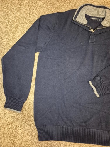 Vintage NWT Nautica Men’s Navy Quarter-Zip Sweater - Large - photo 2