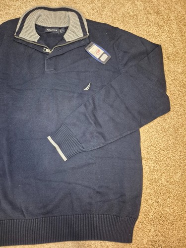 Vintage NWT Nautica Men’s Navy Quarter-Zip Sweater - Large - photo 3