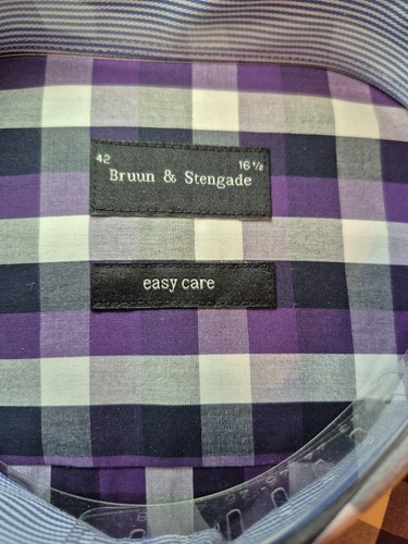 Vintage NWT Bruun And Stengade Men's Purple Check Shirt 16.5 - photo 2