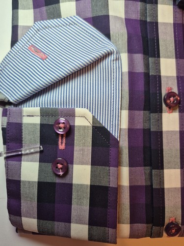 Vintage NWT Bruun And Stengade Men's Purple Check Shirt 16.5 - photo 4