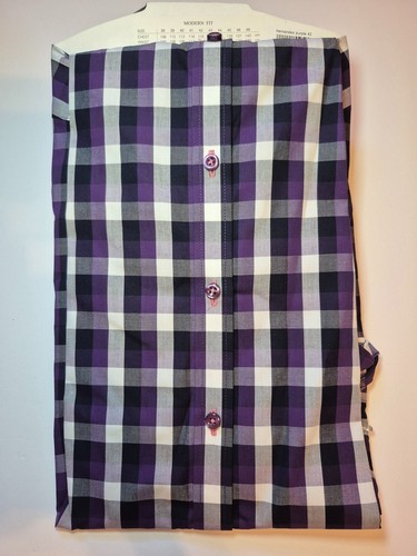 Vintage NWT Bruun And Stengade Men's Purple Check Shirt 16.5 - photo 5