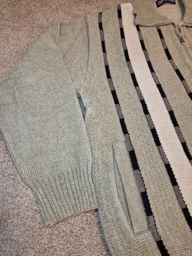 Vintage New NWOT Sage Green Tan Zip-Front Men's Cardigan Large - photo 3
