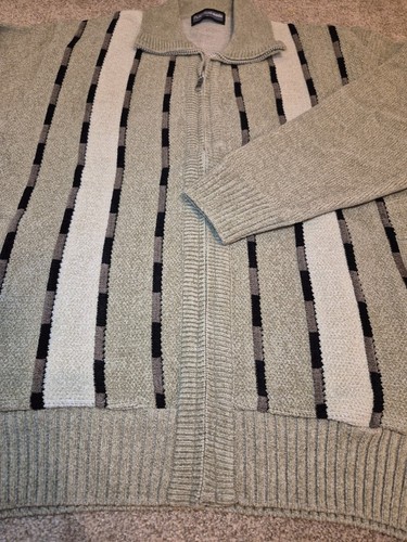 Vintage New NWOT Sage Green Tan Zip-Front Men's Cardigan Large - photo 4