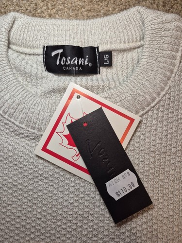 Vtg NWT Tosani Canada Beige Textured Crewneck Sweater Large - photo 3