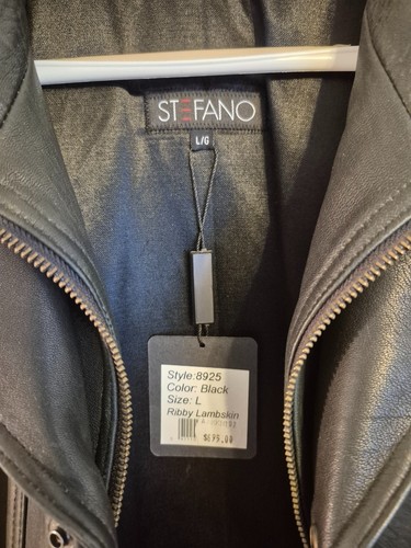 Vintage NWT NOS Stefano Classic Black Leather Bomber Jacket Men' - photo 2