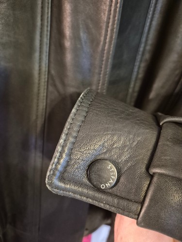 Vintage NWT NOS Stefano Classic Black Leather Bomber Jacket Men' - photo 4