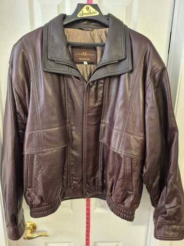 Vintage NWOT A&S Canada Men's Leather Bomber Jacket in Dark Brow