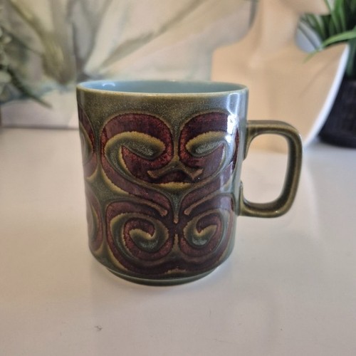 Vintage Hornsea Bronte Mug 70s 80s 2 Tone Brown on Green