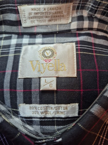 Viyella Men's Black Plaid Button-Down Shirt with Red Accent Vint - photo 2