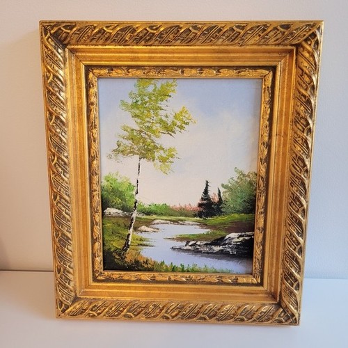 Vintage Oil On Canvas Untitled Landscape Signed R. Karon