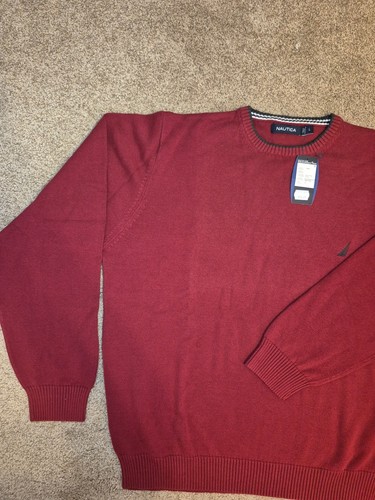 Vtg NWT New Nautica Men's Crewneck Sweater Red Cotton Size Large - photo 2