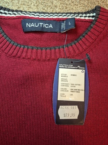 Vtg NWT New Nautica Men's Crewneck Sweater Red Cotton Size Large - photo 5