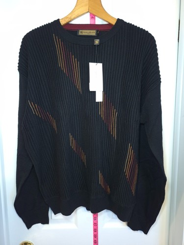 Vtg NOS NWT Scala Milano Italy Men's Black Ribbed Sweater Lg