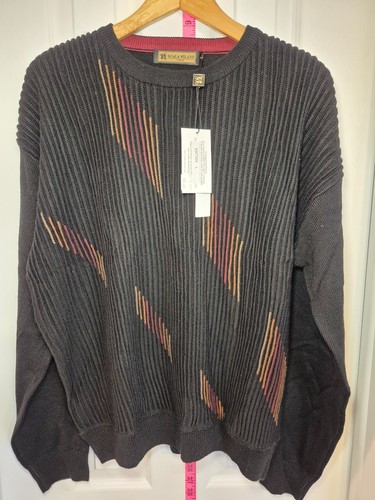 Vtg NOS NWT Scala Milano Italy Men's Black Ribbed Sweater Lg - photo 2