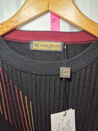 Vtg NOS NWT Scala Milano Italy Men's Black Ribbed Sweater Lg - photo 3