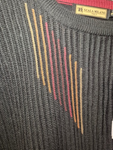 Vtg NOS NWT Scala Milano Italy Men's Black Ribbed Sweater Lg - photo 5