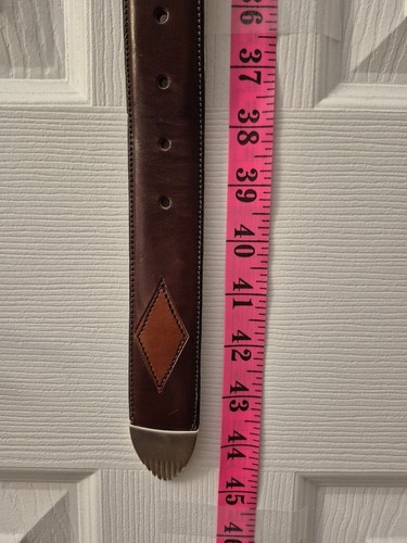 Men's Vintage Italy Brown Leather Belt with Tan Diamond Accent - photo 3