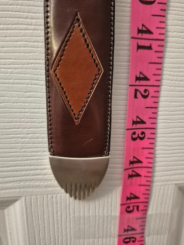 Men's Vintage Italy Brown Leather Belt with Tan Diamond Accent - photo 4