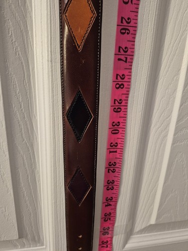 Men's Vintage Italy Brown Leather Belt with Tan Diamond Accent - photo 5