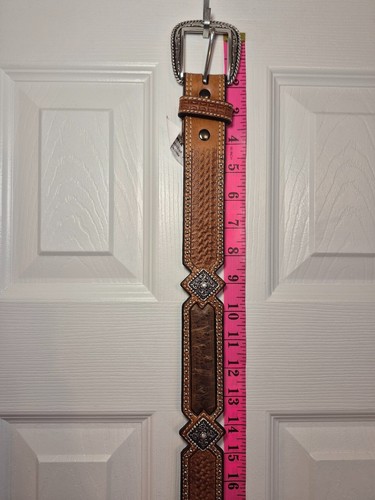 Vintage NOS NWT Ariat Brown Tooled Leather Western Belt 38