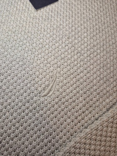 Vtg NWT Nautica Men's Beige Half-Zip Textured Sweater Large - photo 5