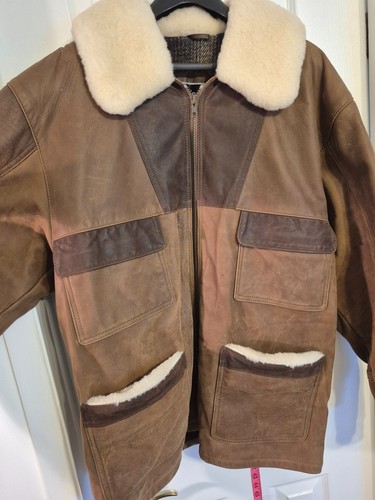 Vintage NWOT Men's Brown Leather Jacket with Wool Lining