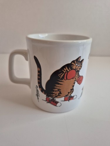 Vintage B. Kliban Champion Cat Boxing Mug Kiln Craft England