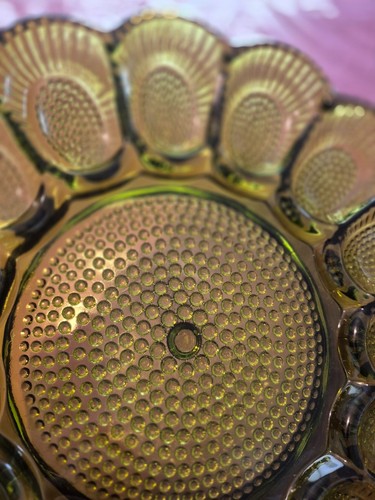 Vintage Indiana Glass Hobnail Olive Green Egg and Relish Plate - photo 5