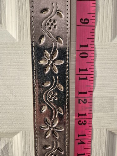 Embossed Tooled Punctured Floral Leather Belt Italian Style