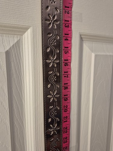 Embossed Tooled Punctured Floral Leather Belt Italian Style - photo 5