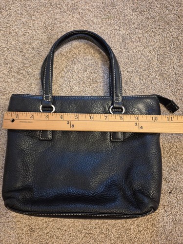 Vintage Fossil Classic Black Leather Shoulder Handbag Bag - photo 3