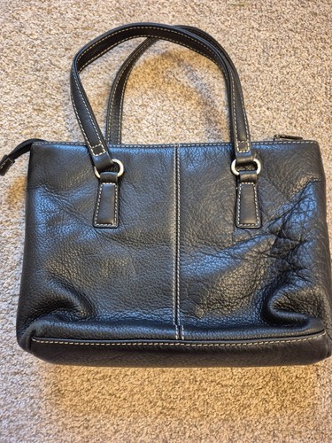 Vintage Fossil Classic Black Leather Shoulder Handbag Bag - photo 5
