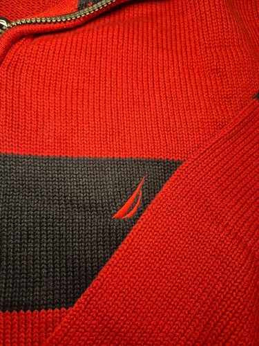 Nautica NWT New Vintage Men’s Red Half-Zip Knit Sweater XL - photo 3