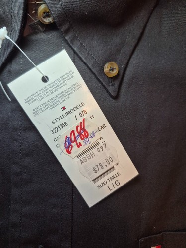Vintage NWT New TH Men’s Black Button-Down Casual Shirt Size Lar - photo 3