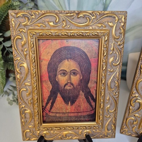 Vintage Ornate Small Golden Framed Byzantine-Style Icons Set - photo 2